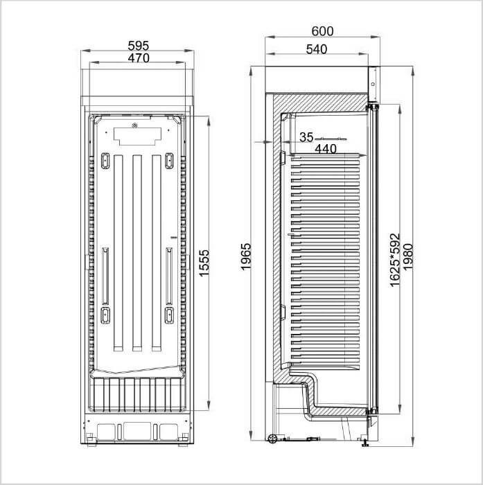 FORS Flaschenkühlschrank, Glastür/Display, schwarz - BCDV 4000 NG