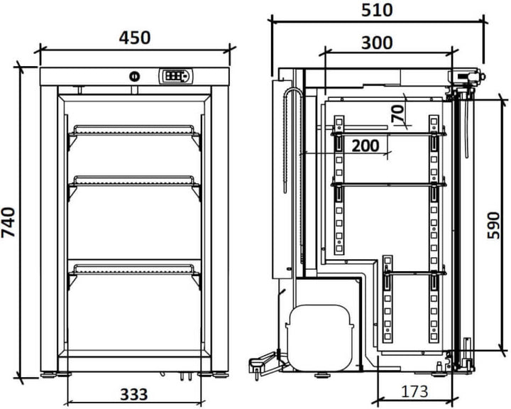 MEDGREE Labor-Gefrierschrank ATEX, 74 cm - MLFE 66 S ATEX