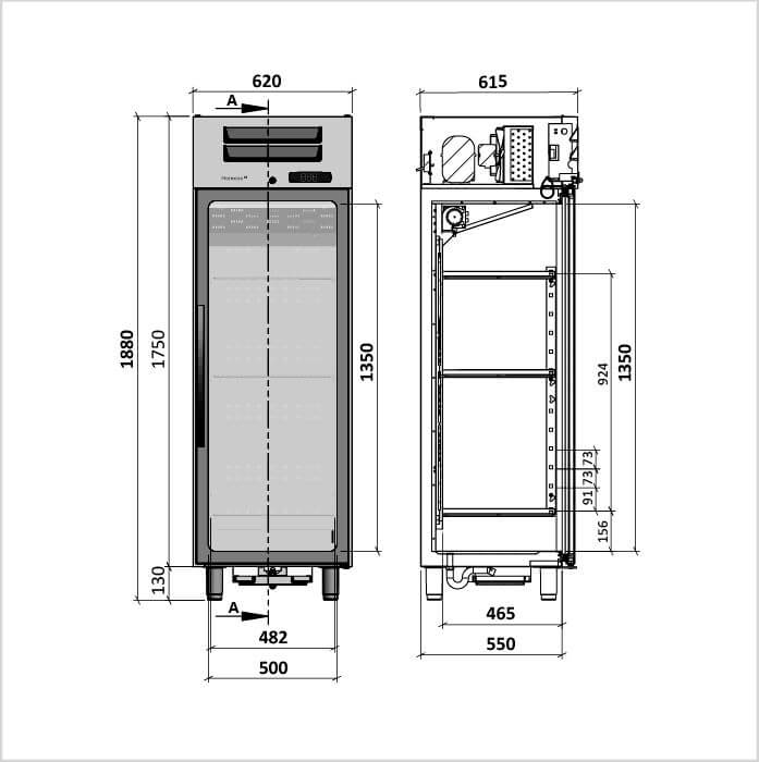 FORS Kühlschrank, Glastür, Edelstahl - SCV 350 GES