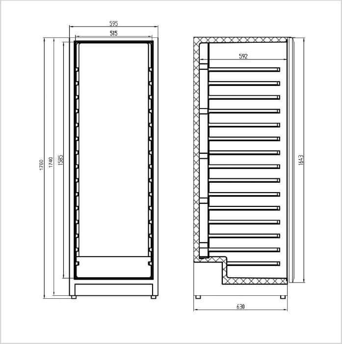 FORS VC 176163 GES Weinkühlschrank – Glastür, Schwarz/Edelstahl, 2 Zonen