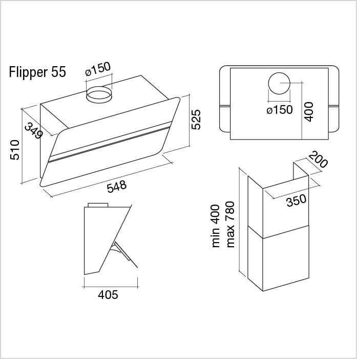 FALMEC Dunstabzugshaube – Flipper 55 W